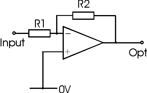 Basic inverting operational amplifier circuit