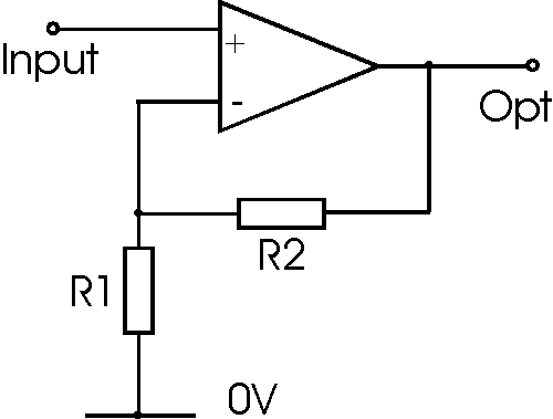 Basic non-inverting operational amplifier circuit