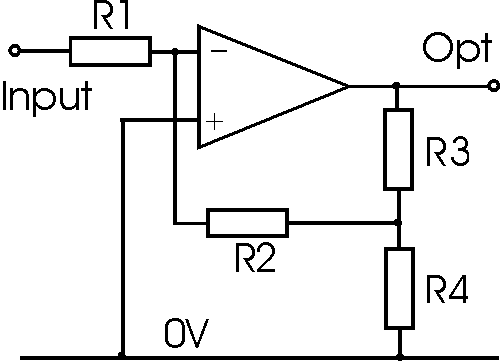 High input impedance inverting operational amplifier circuit