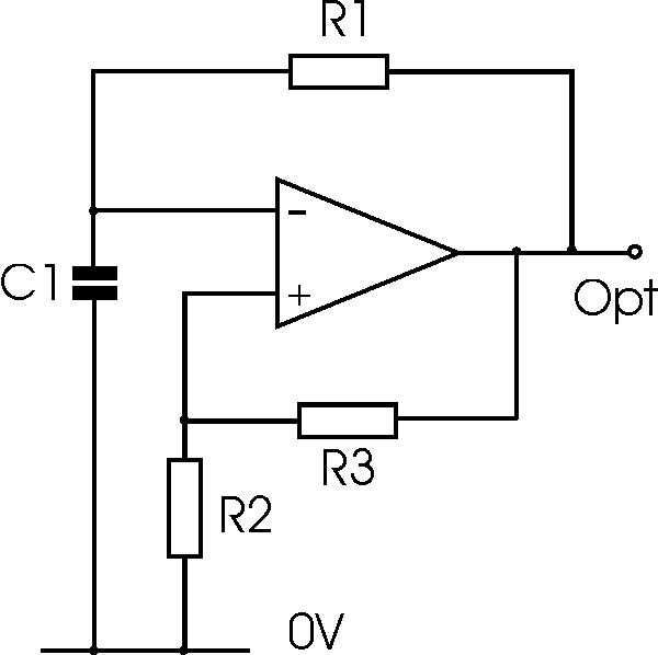 Operational amplifier multivibrator oscillator