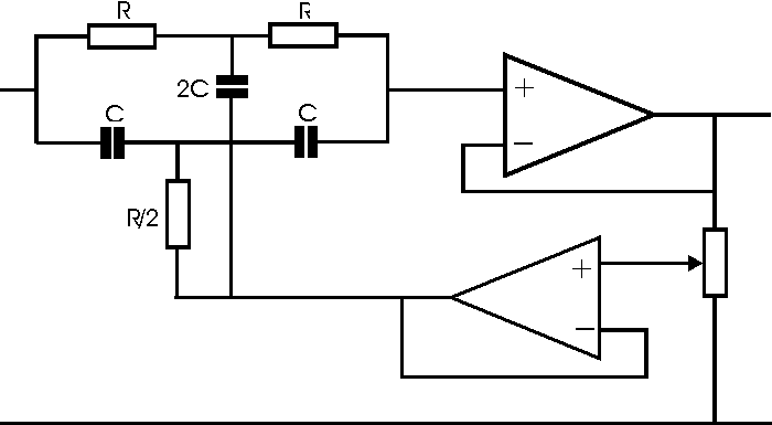 Active twin T notch filter circuit